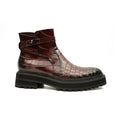 Burgundy Crocodile Chelsea Boots with Buckle
