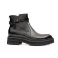 Black Leather Buckle Chelsea Boots