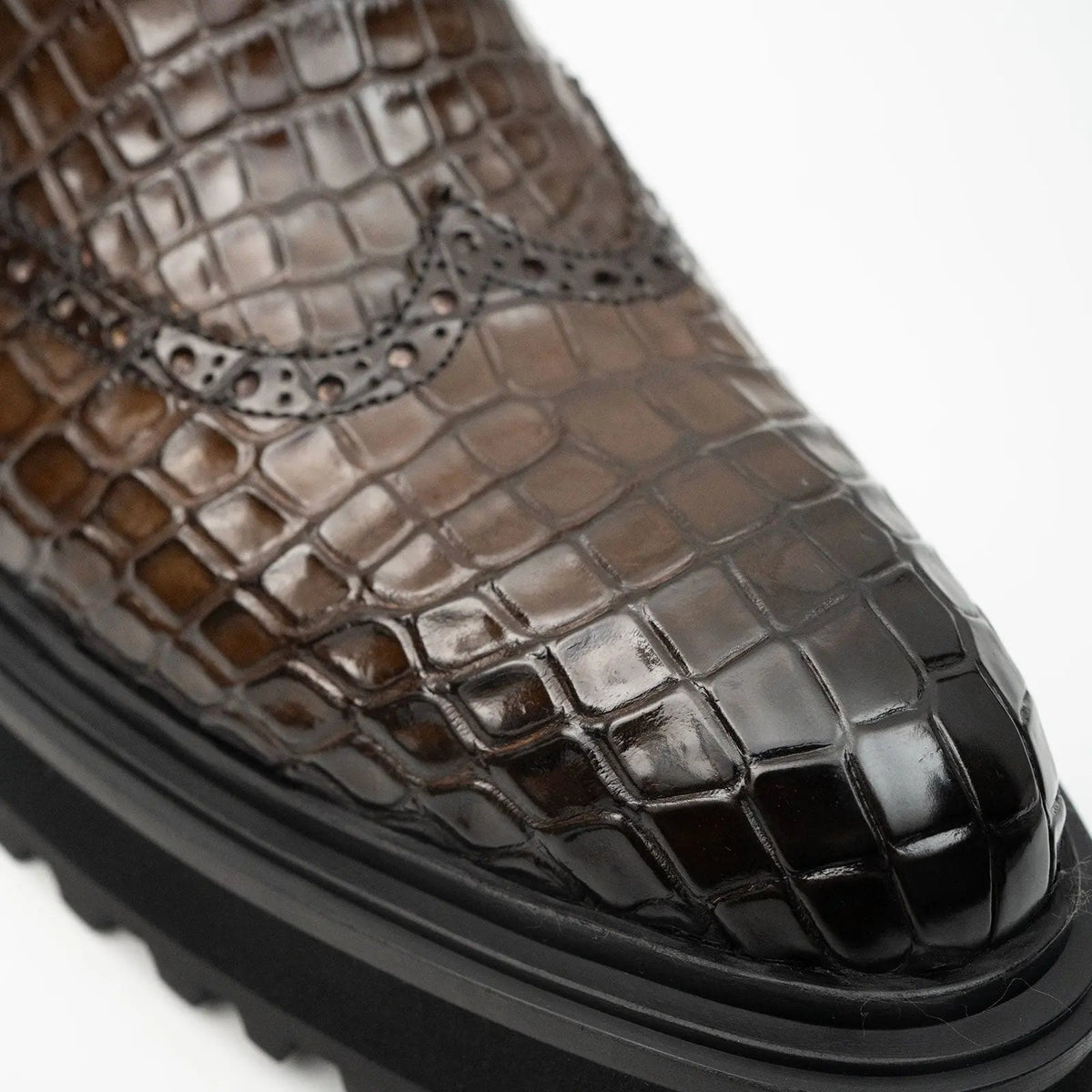 Brown Crocodile Chelsea Lug Boots