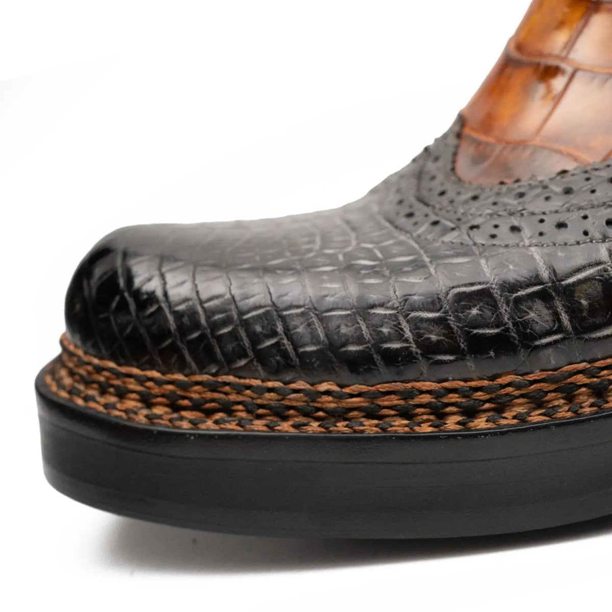 Cognac-Black Crocodile Chelsea Boot