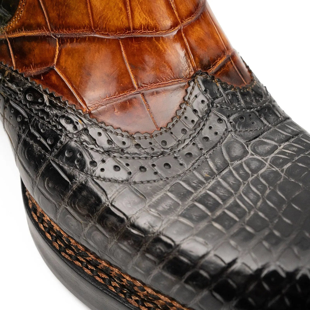 Cognac-Black Crocodile Chelsea Boot