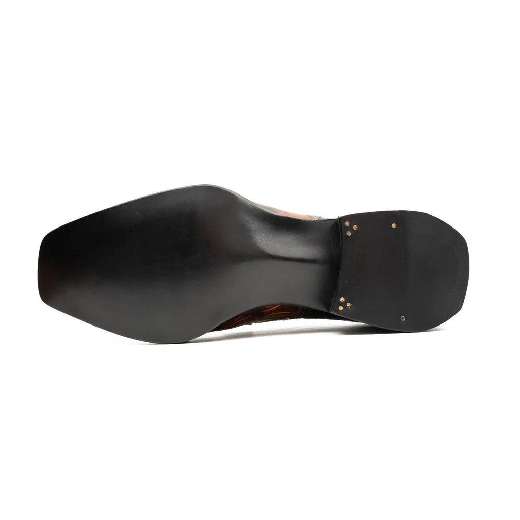 Cognac Black Crocodile Derby Shoe