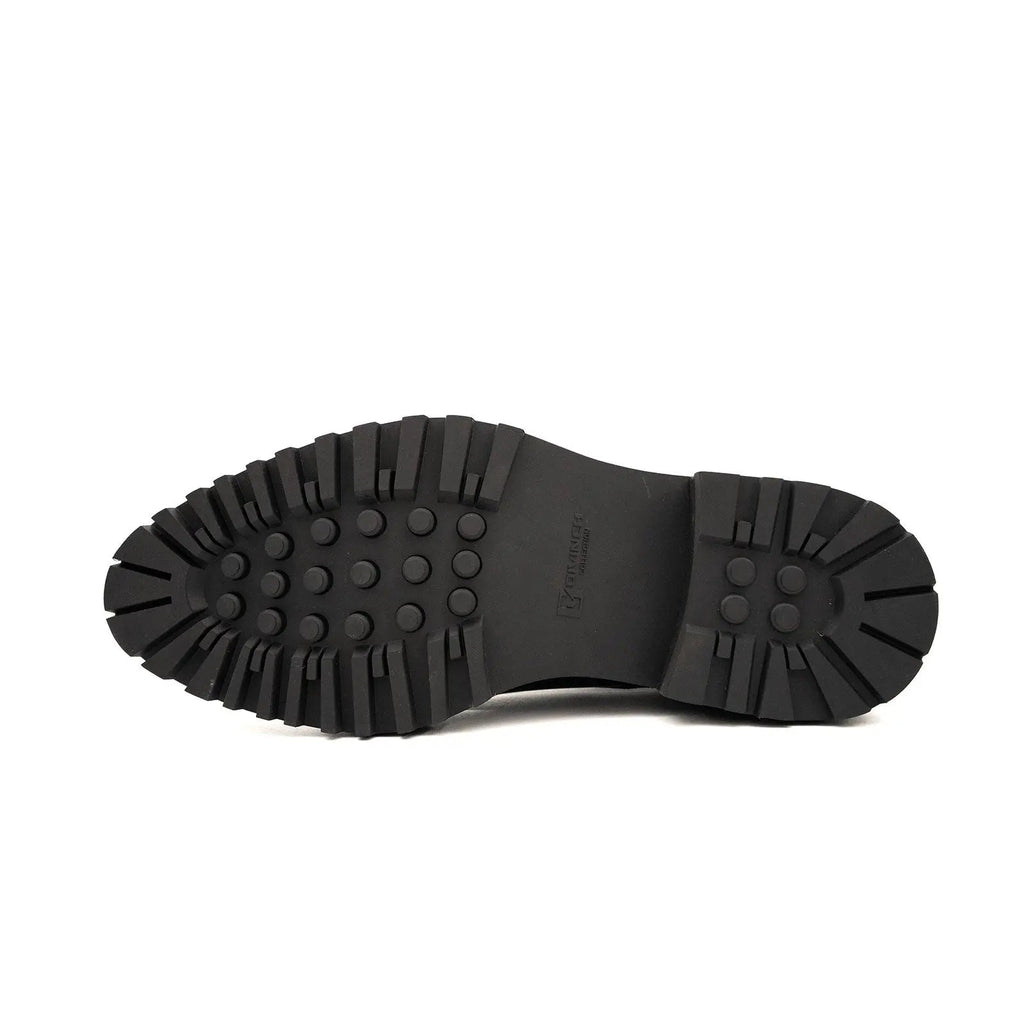 Black Polished Lace-Up Lug Boots