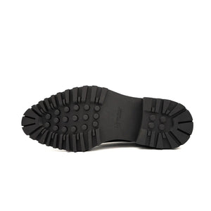 Black Polished Lace-Up Lug Boots