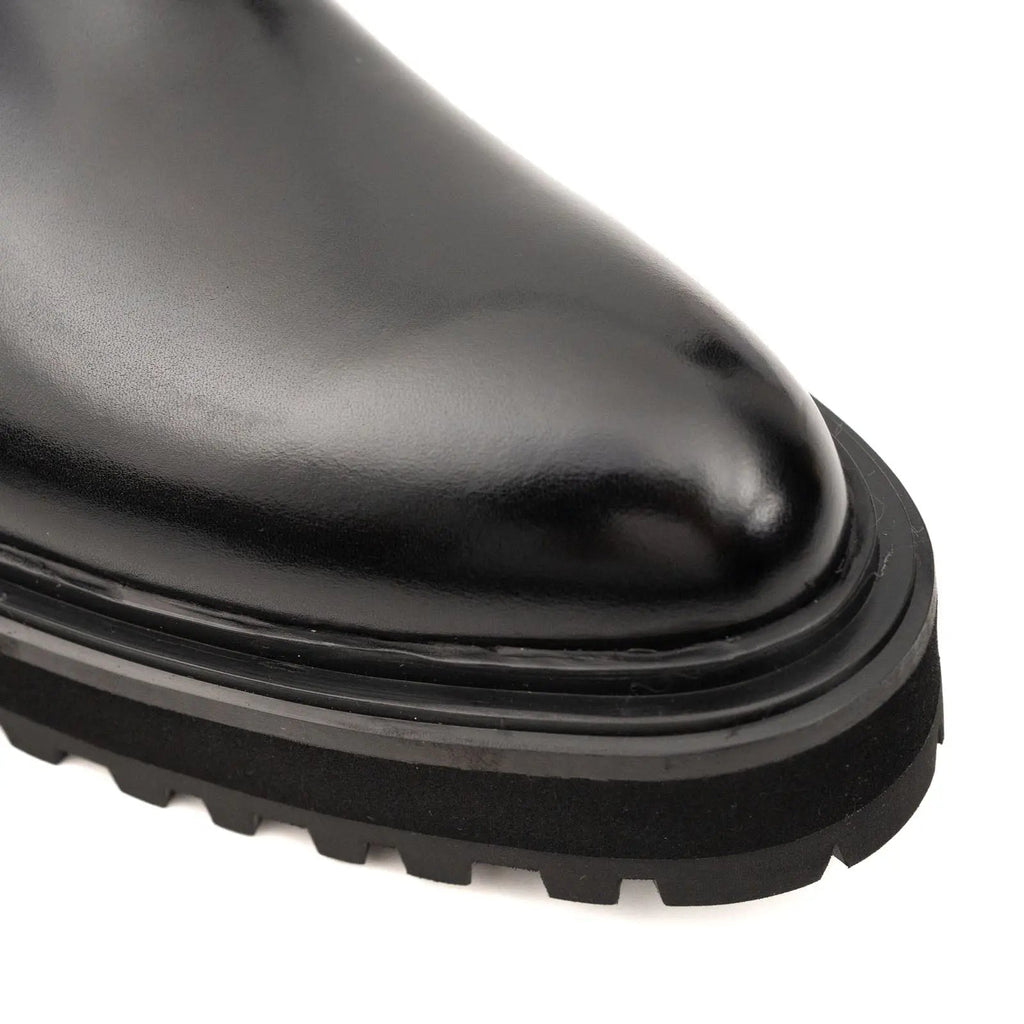 Black Chelsea Boots with Contrast Lug Sole