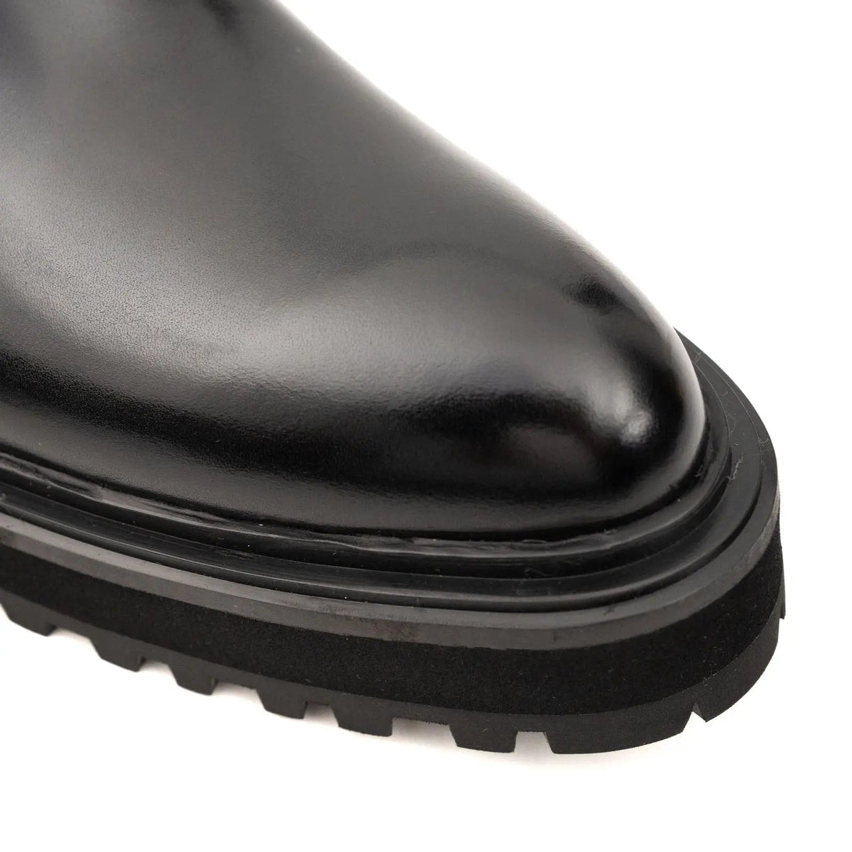 Black Chelsea Boots with Contrast Lug Sole