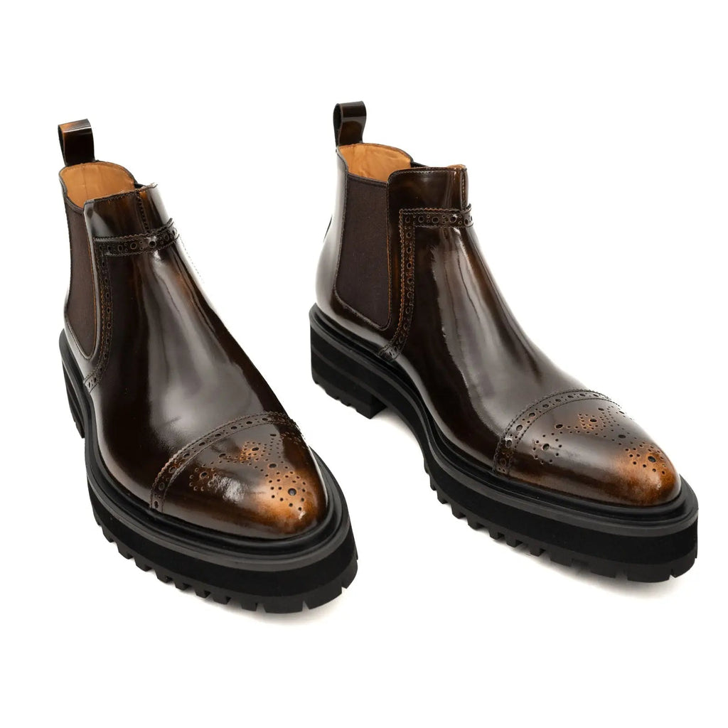 Cognac Croc Leather Chelsea Boot