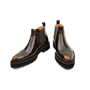 Cognac Croc Leather Chelsea Boot