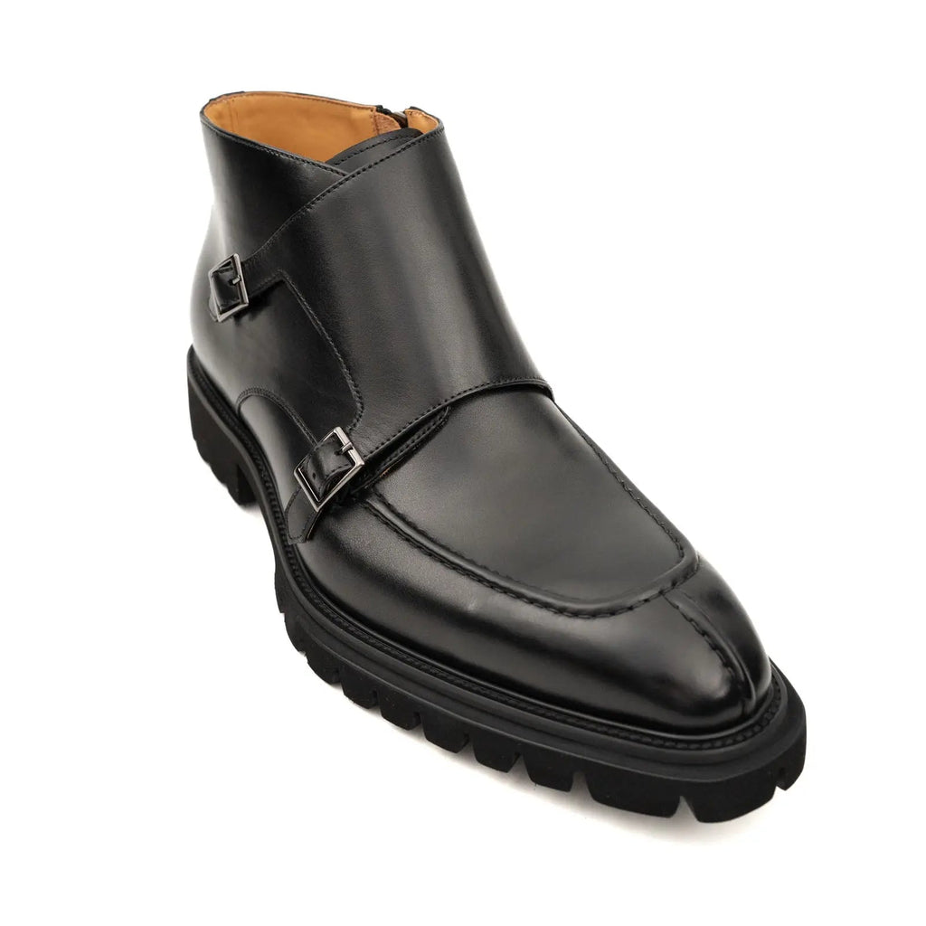 Black Double Monk Combat Boot