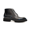 Black Apron-Toe Lace-Up Boots