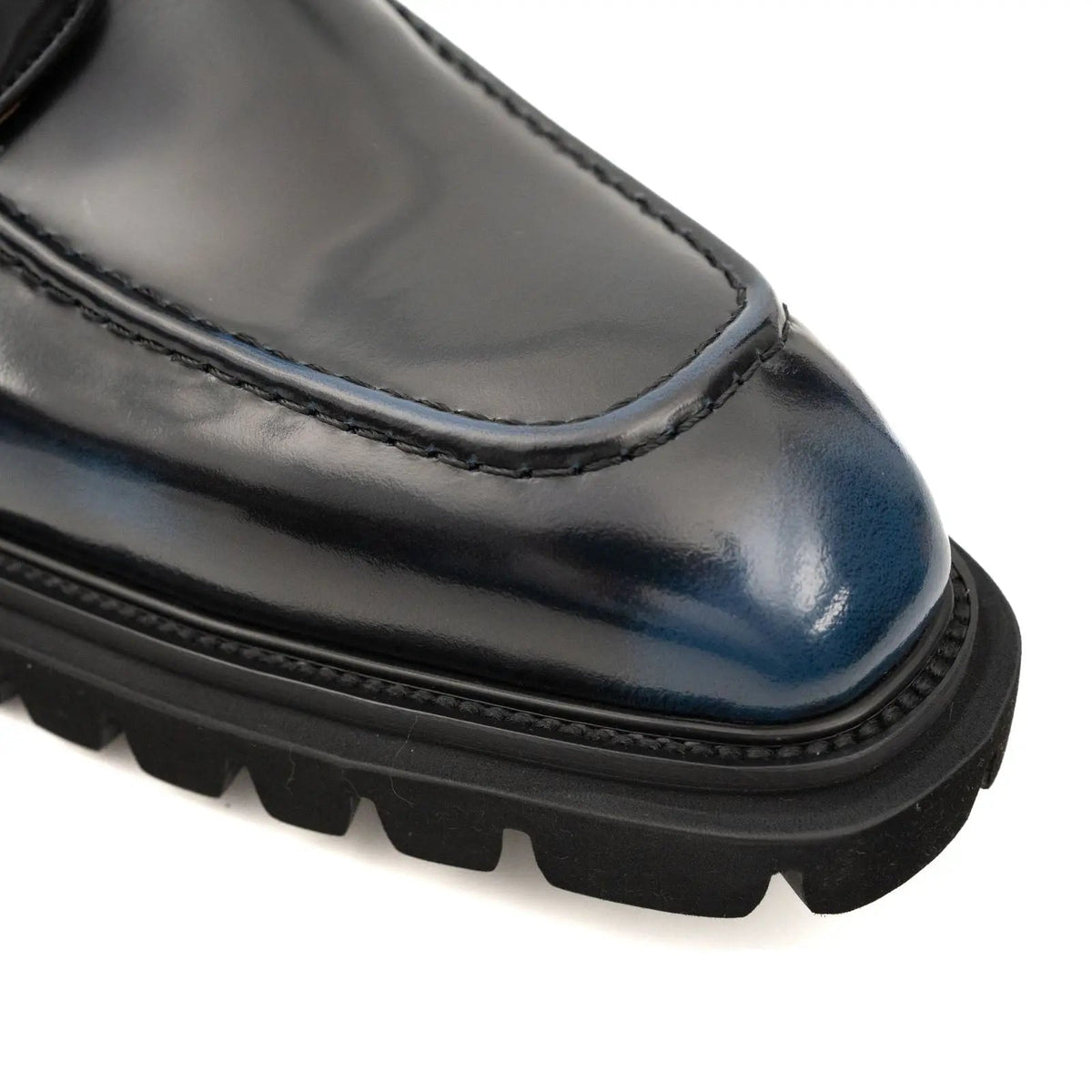 Black Apron-Toe Lace-Up Boots