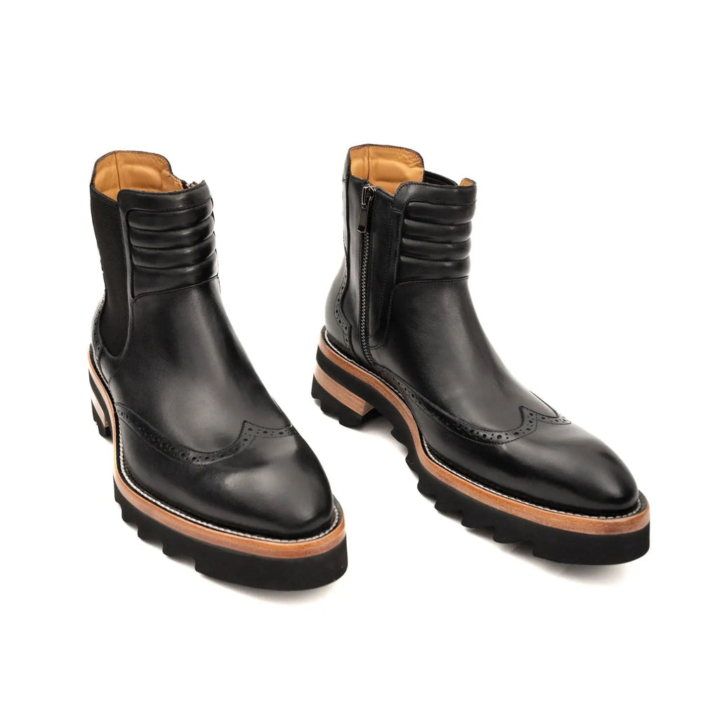 Black Chelsea Boots with Padded Collar