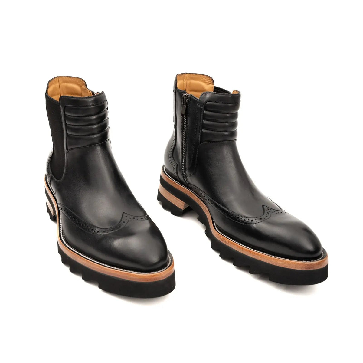 Black Chelsea Boots with Padded Collar