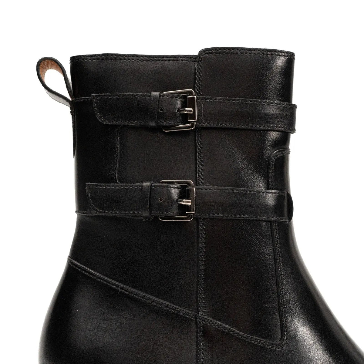 Black Double-Buckle Lug Chelsea Boots