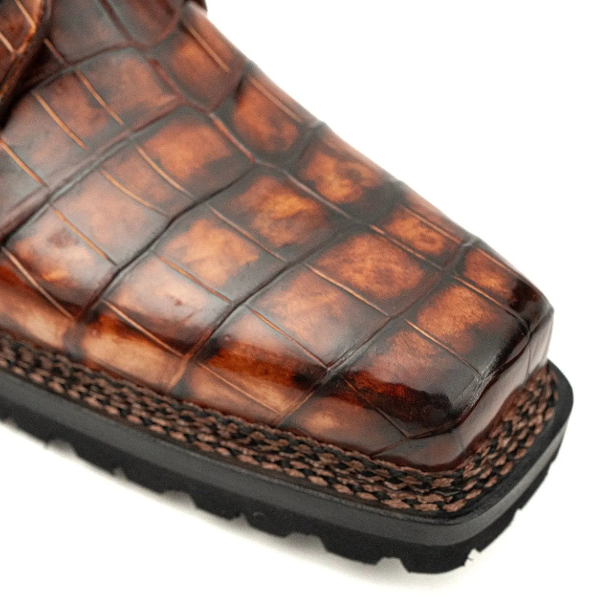 Cognac Crocodile Lug Sole Derby