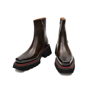 Short Title: Square Toe Platform Chelsea Boots