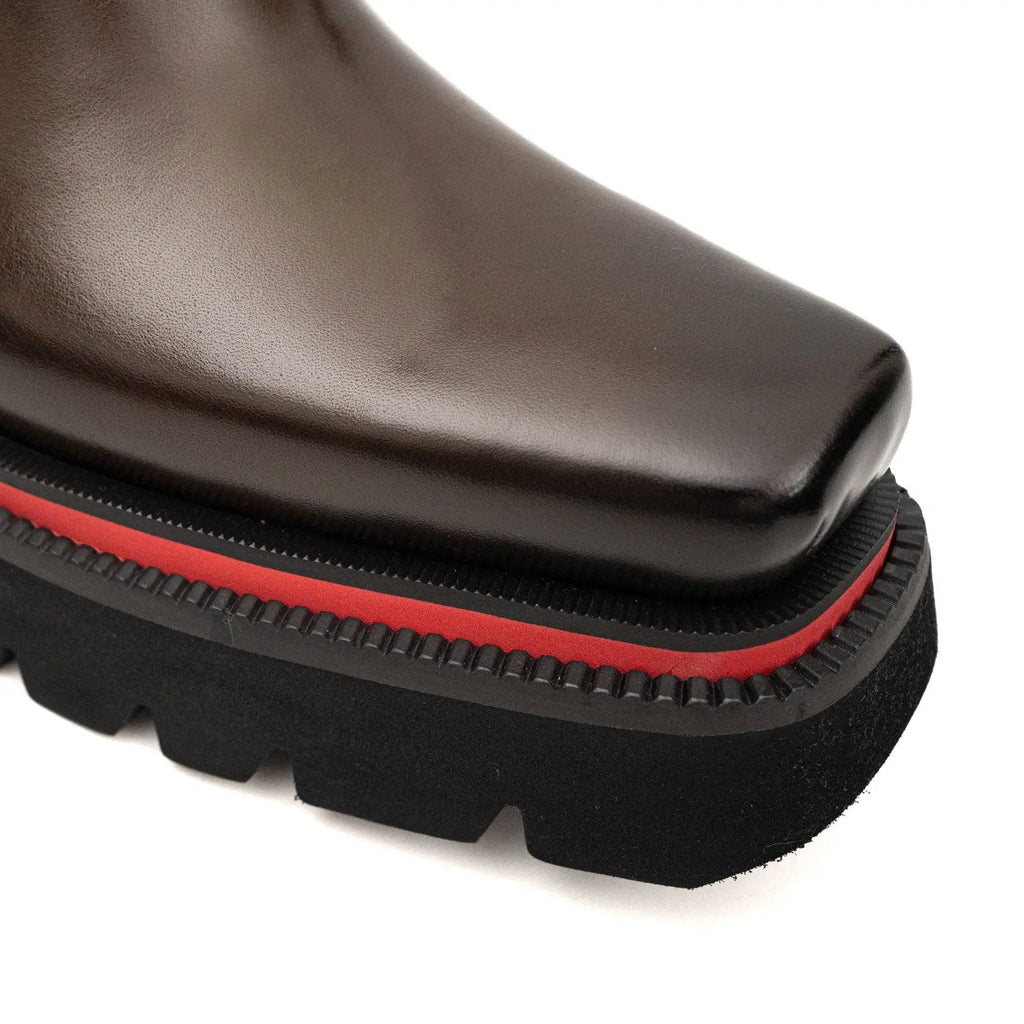 Short Title: Square Toe Platform Chelsea Boots