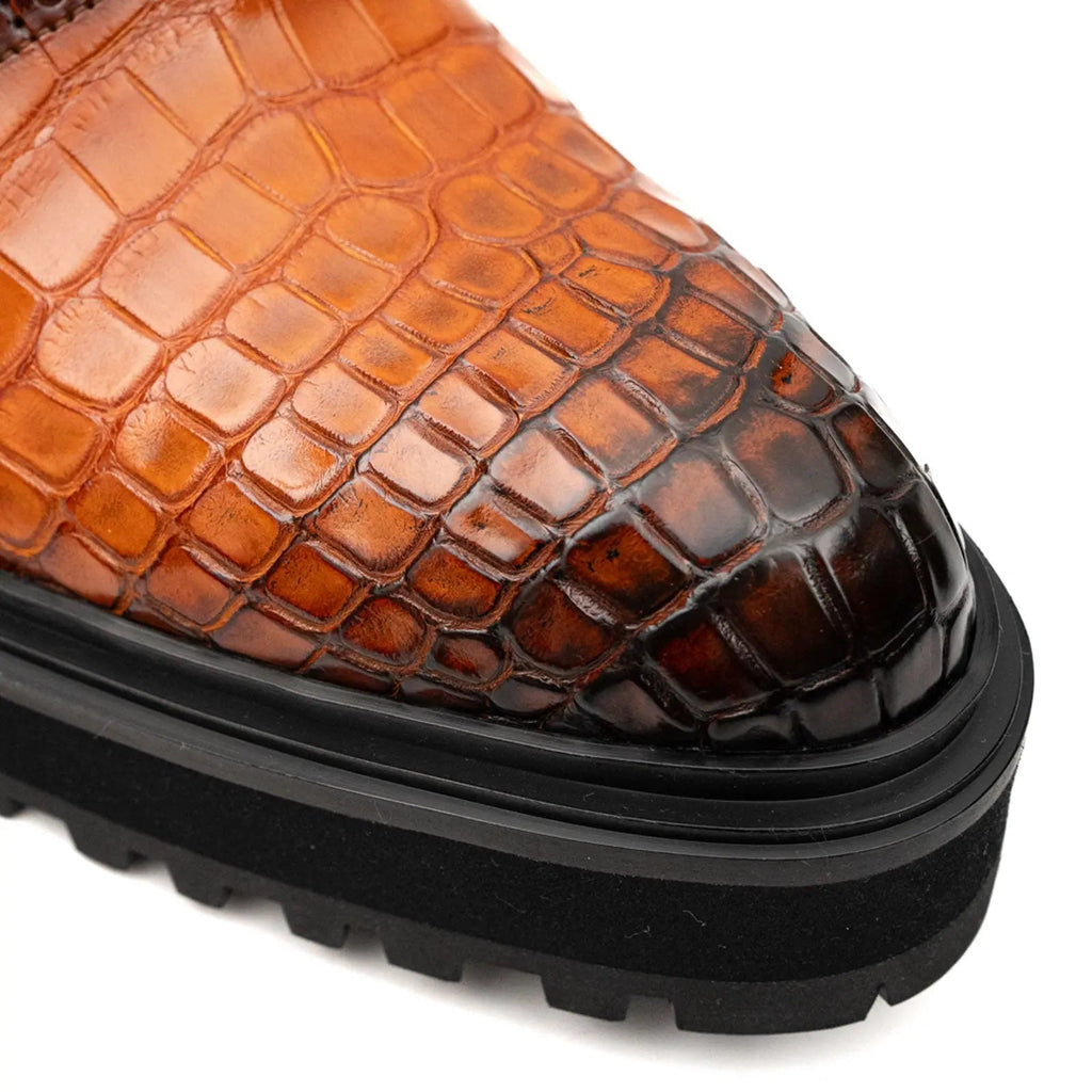 Short Title: Exotic Crocodile Leather Oxford Shoes