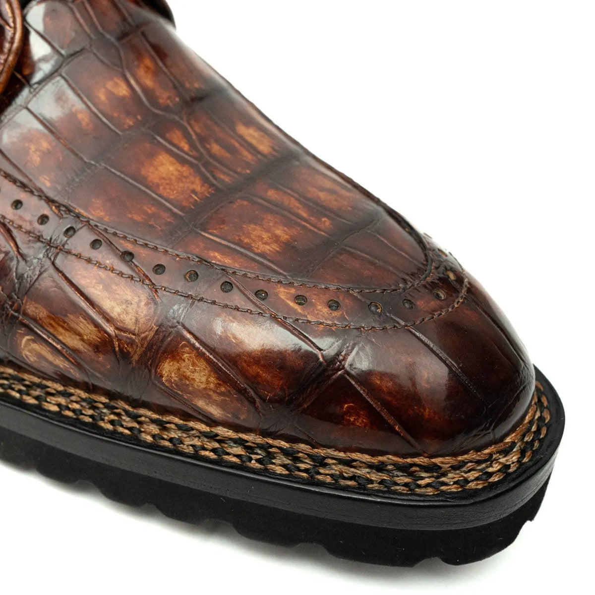Cognac Crocodile Norwegian Lug Derby