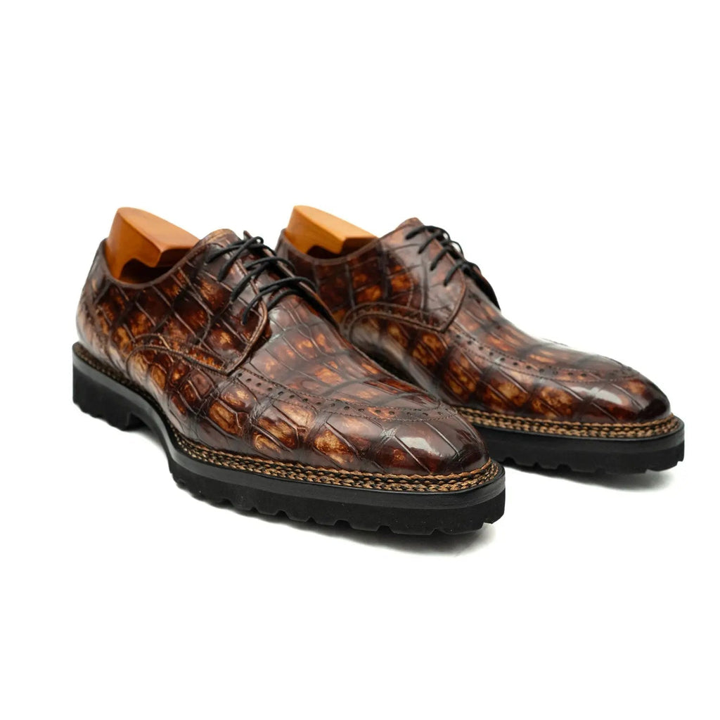 Cognac Crocodile Norwegian Lug Derby