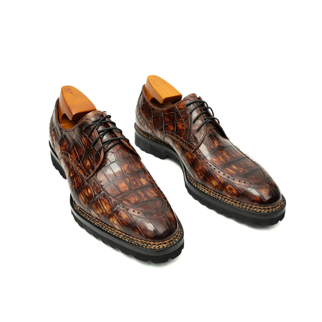 Cognac Crocodile Norwegian Lug Derby