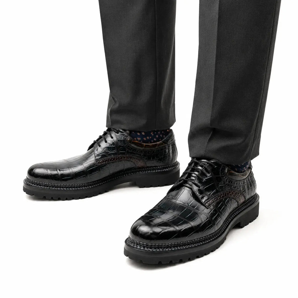 Black Crocodile Norwegian Lug Derby