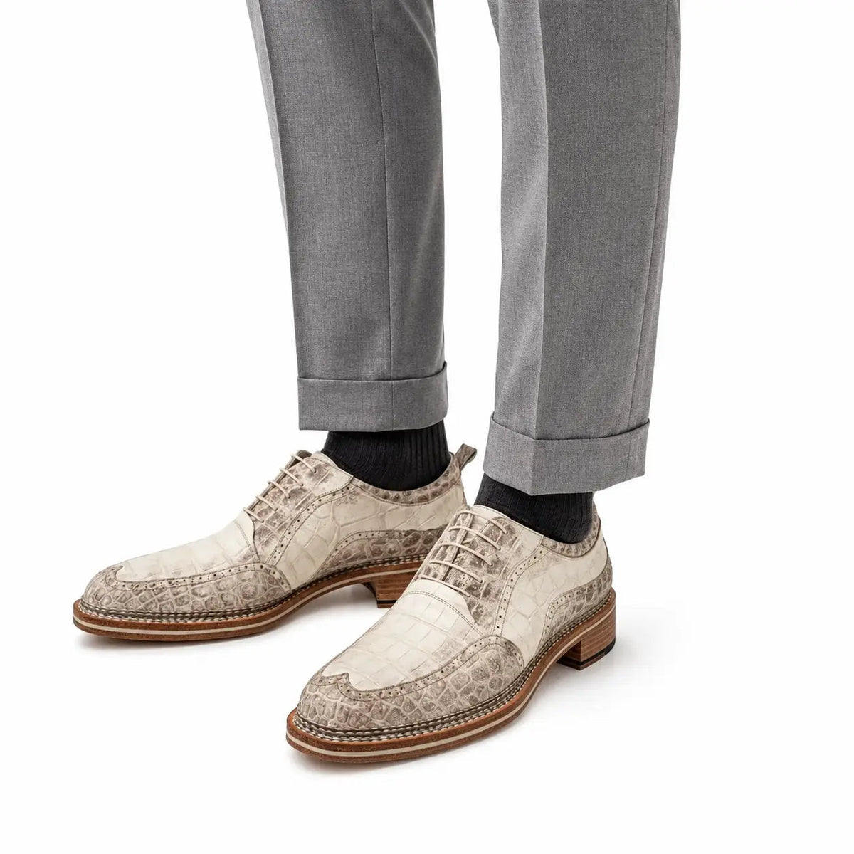 Ivory Crocodile Oxford Shoe