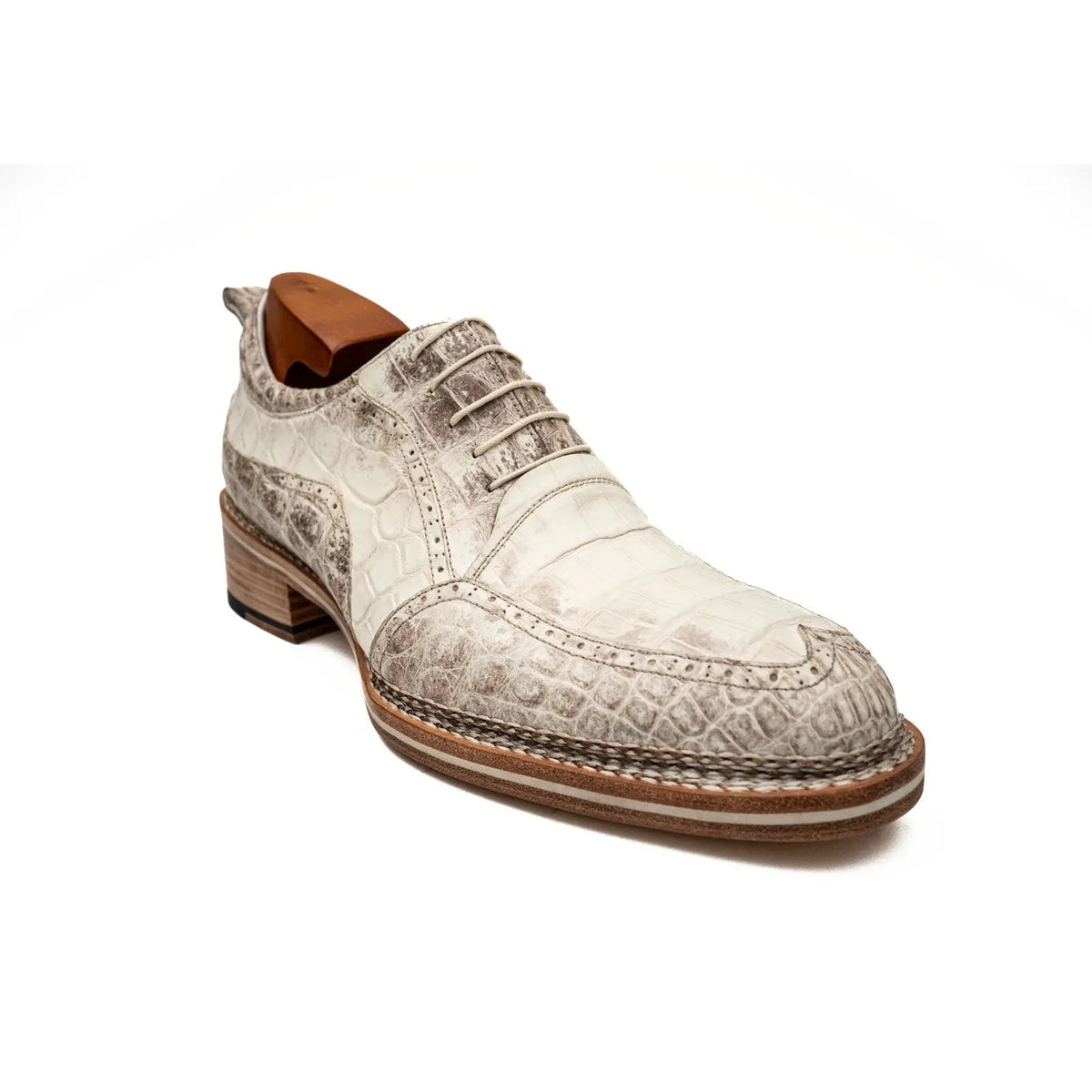 Ivory Crocodile Oxford Shoe
