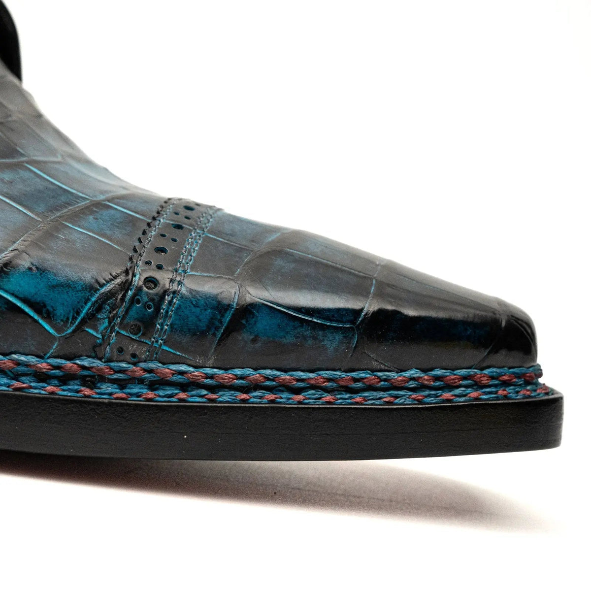 Blue Croc Cap-Toe Derby