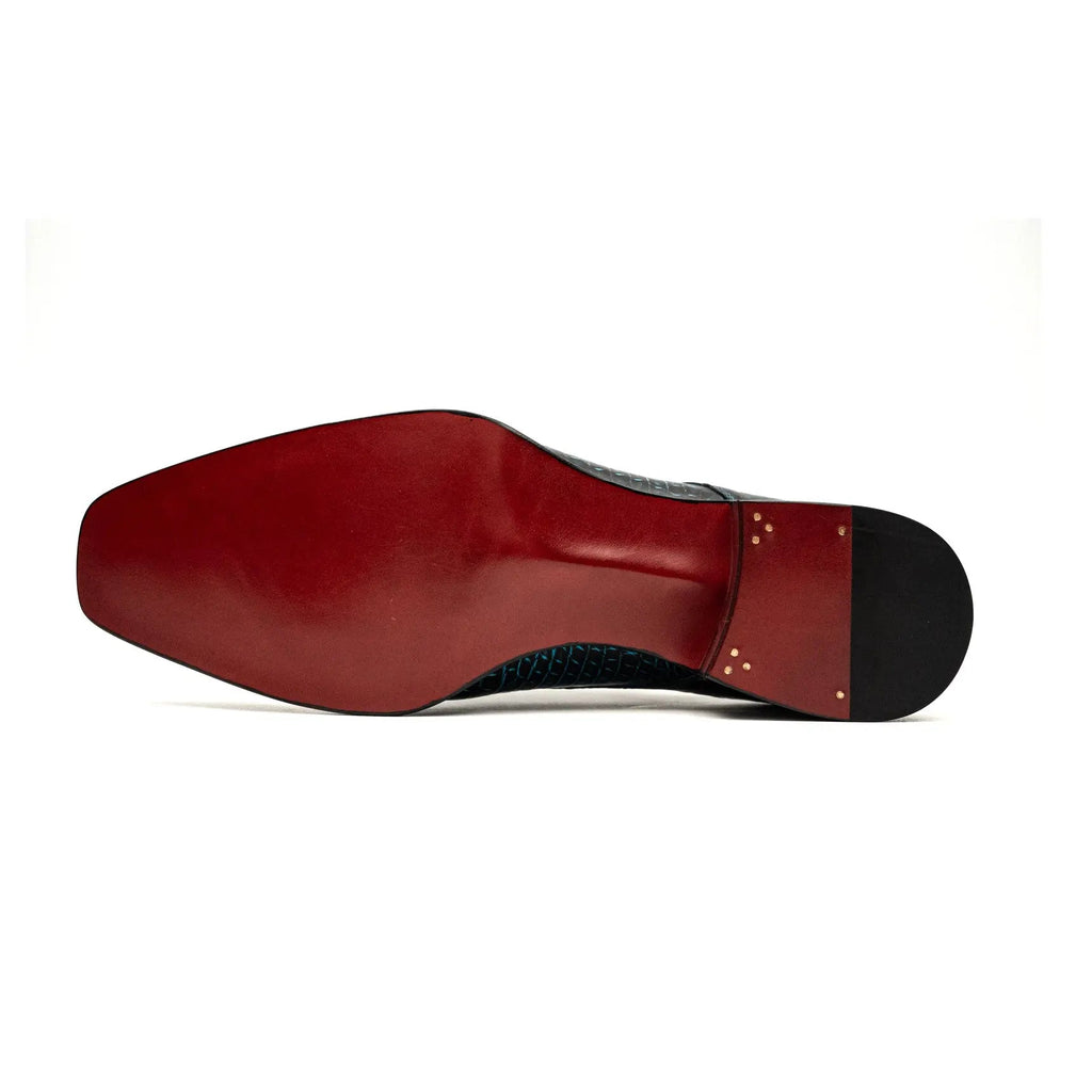 Blue Croc Cap-Toe Derby