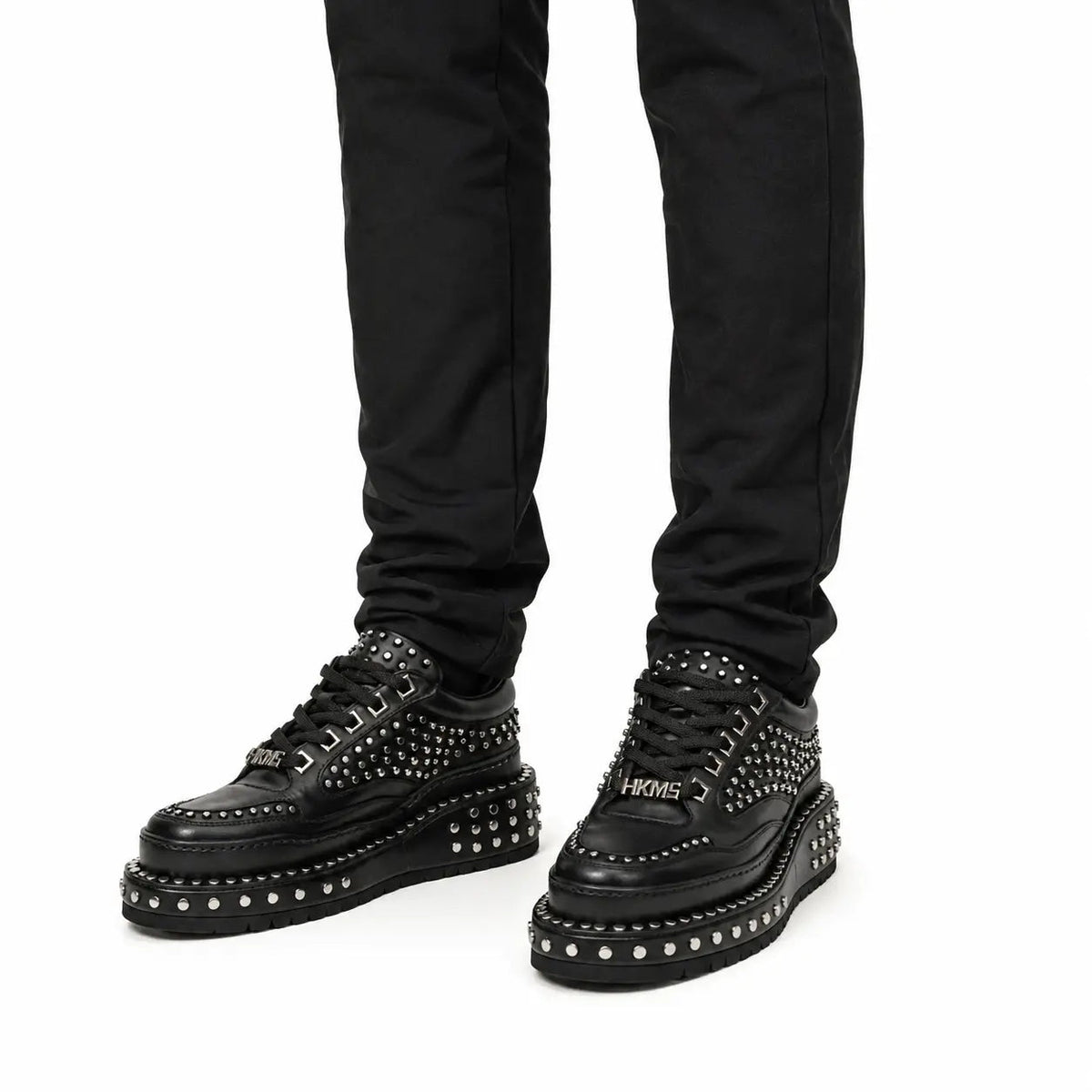 Black Studded Platform Sneaker