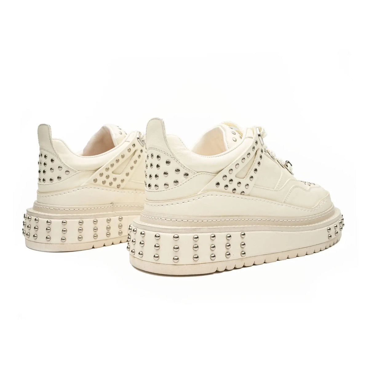 Ivory Studded Platform Sneaker