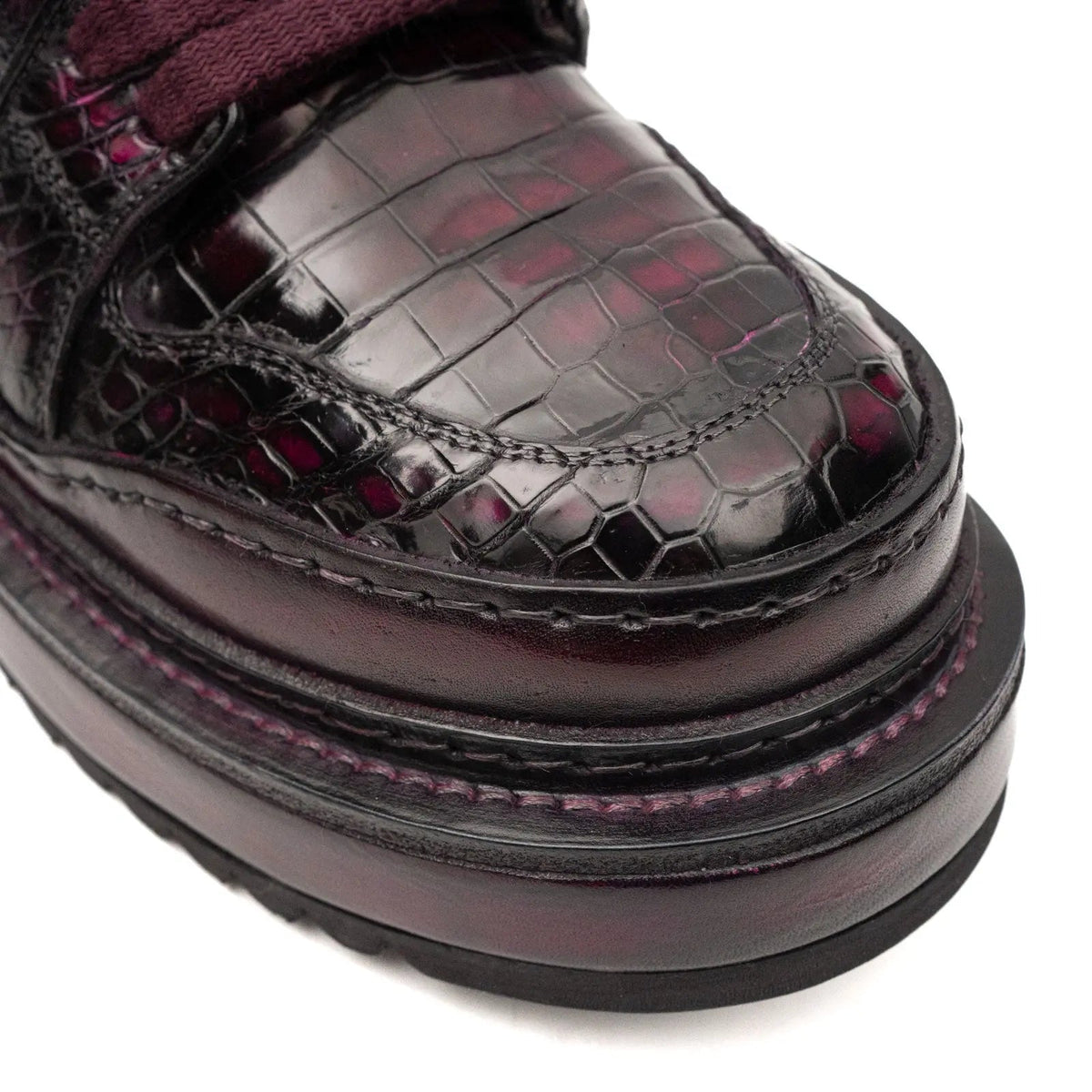 Burgundy Crocodile Platform High-Top