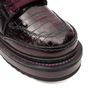 Burgundy Crocodile Platform High-Top