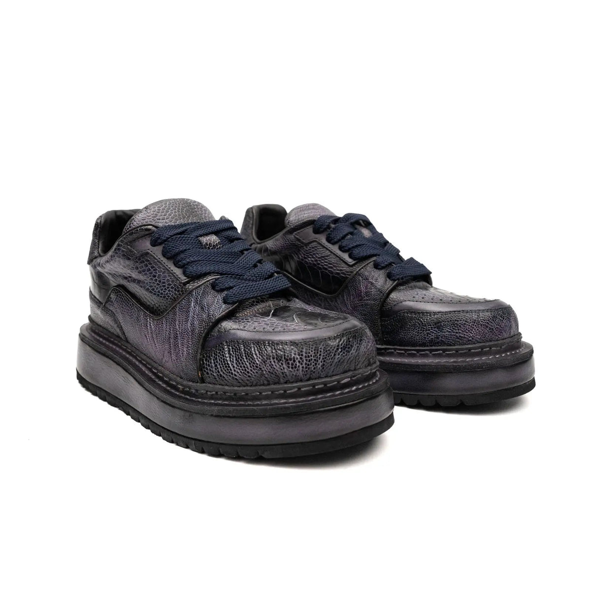 Shadow Grey Ostrich Platform Sneaker