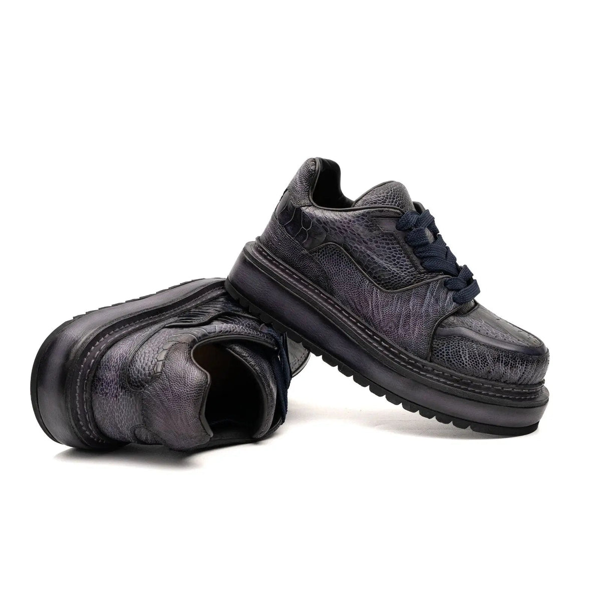 Shadow Grey Ostrich Platform Sneaker