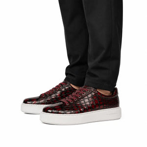 Burgundy Crocodile Court Sneaker