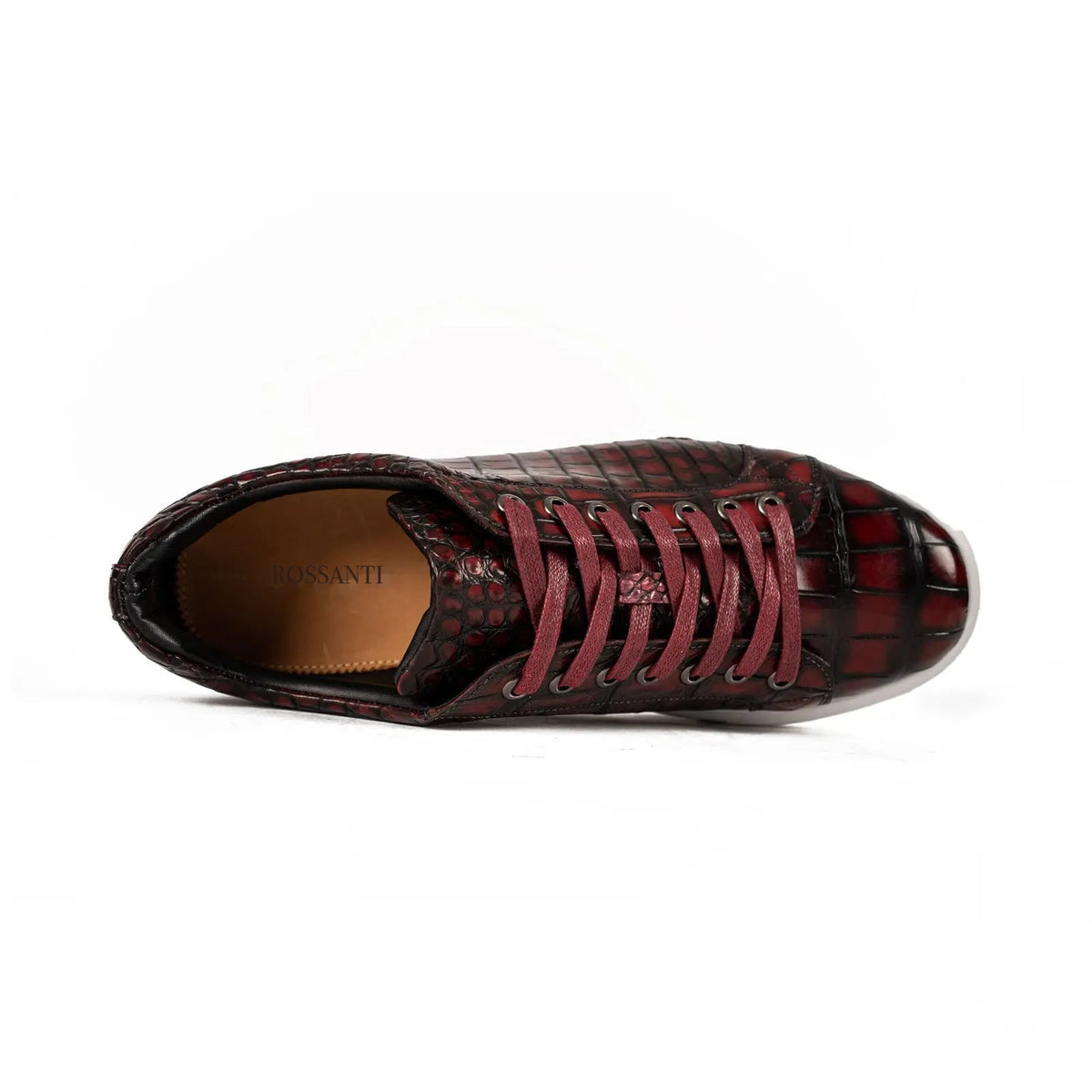 Burgundy Crocodile Court Sneaker