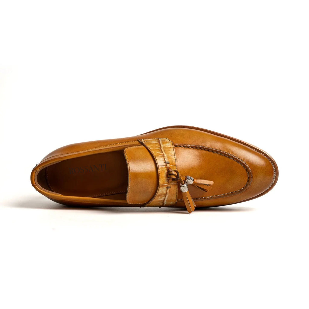 Cognac Tassel Loafer with White Sole