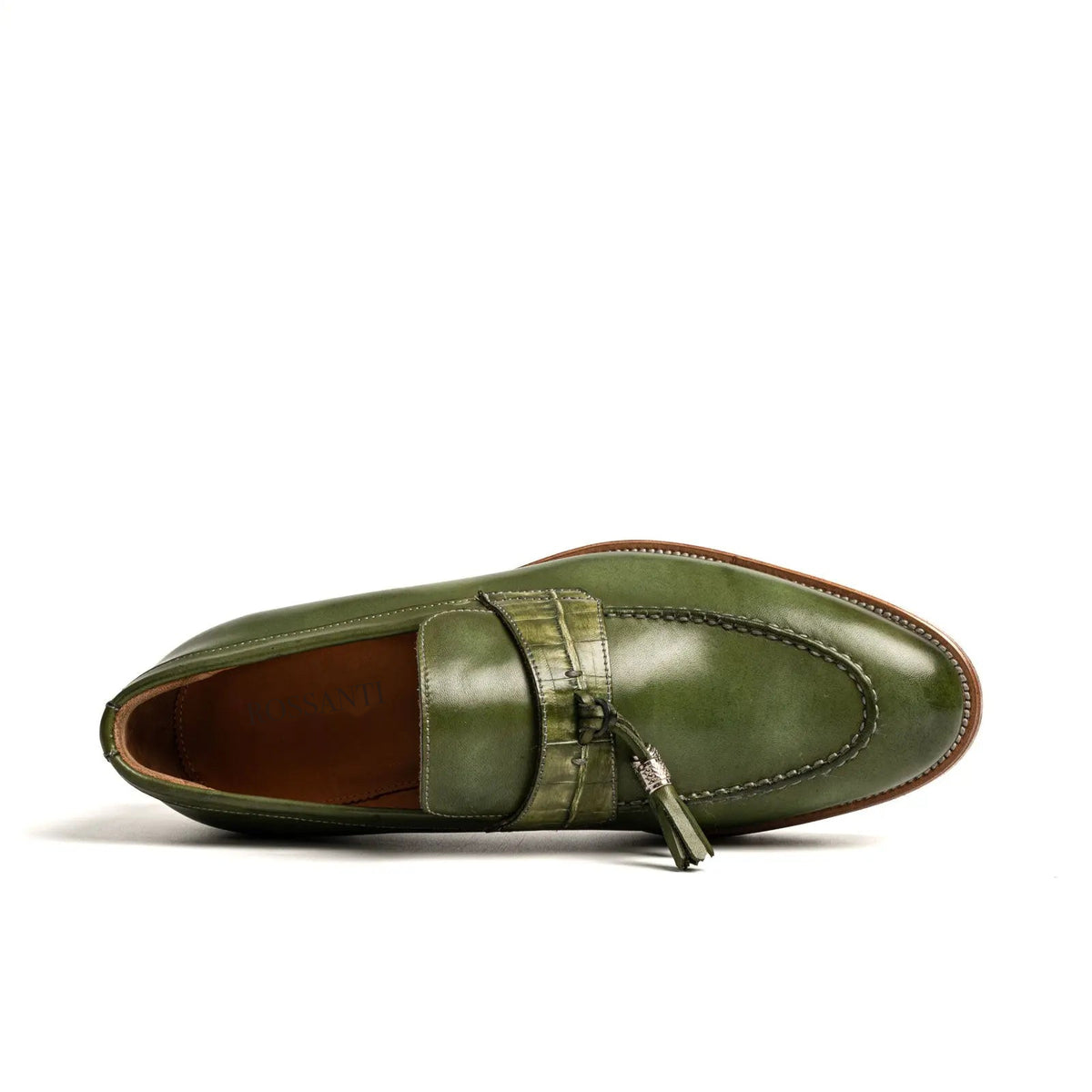 Olive Green Crocodile-Effect Loafer