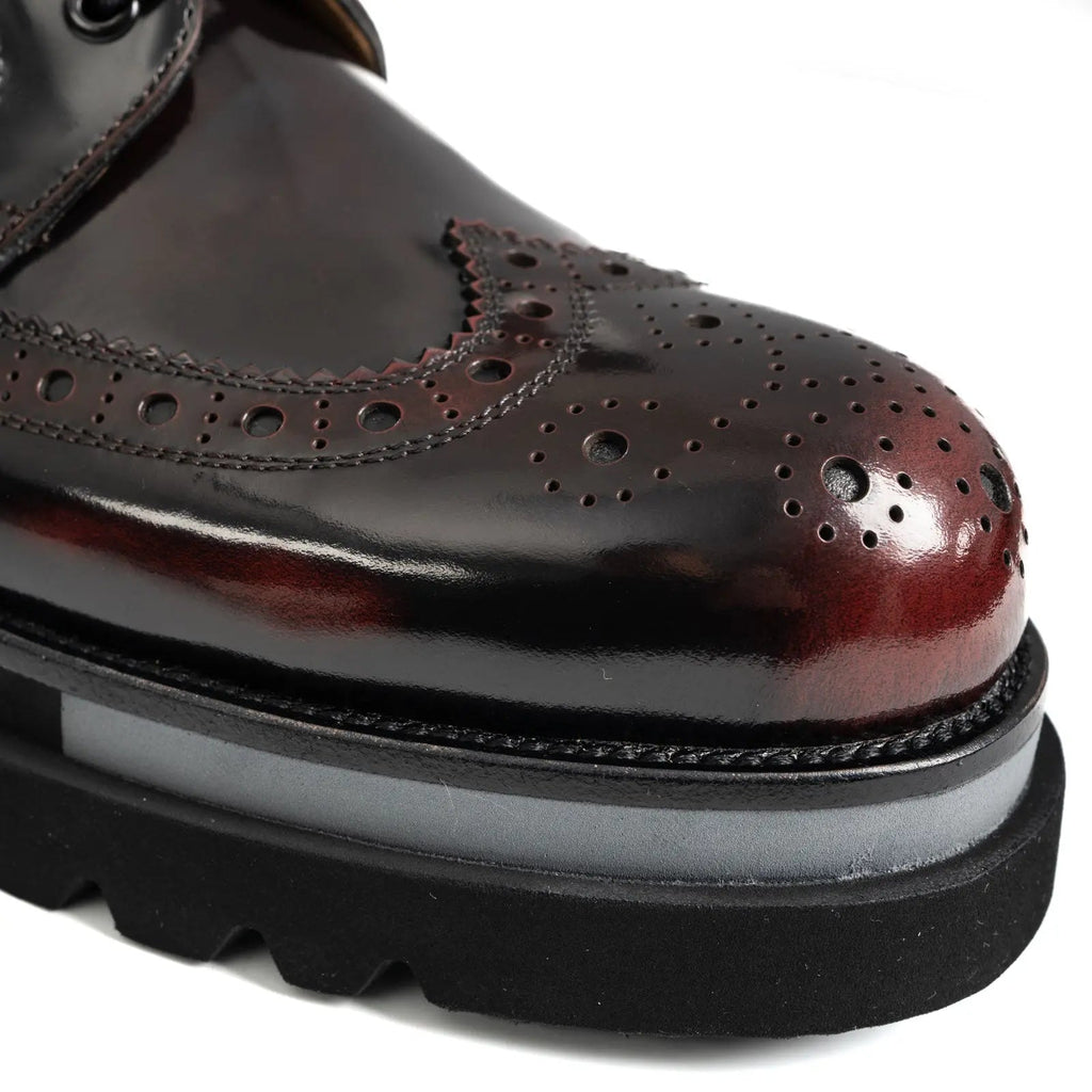 Burgundy Wingtip Platform Derby