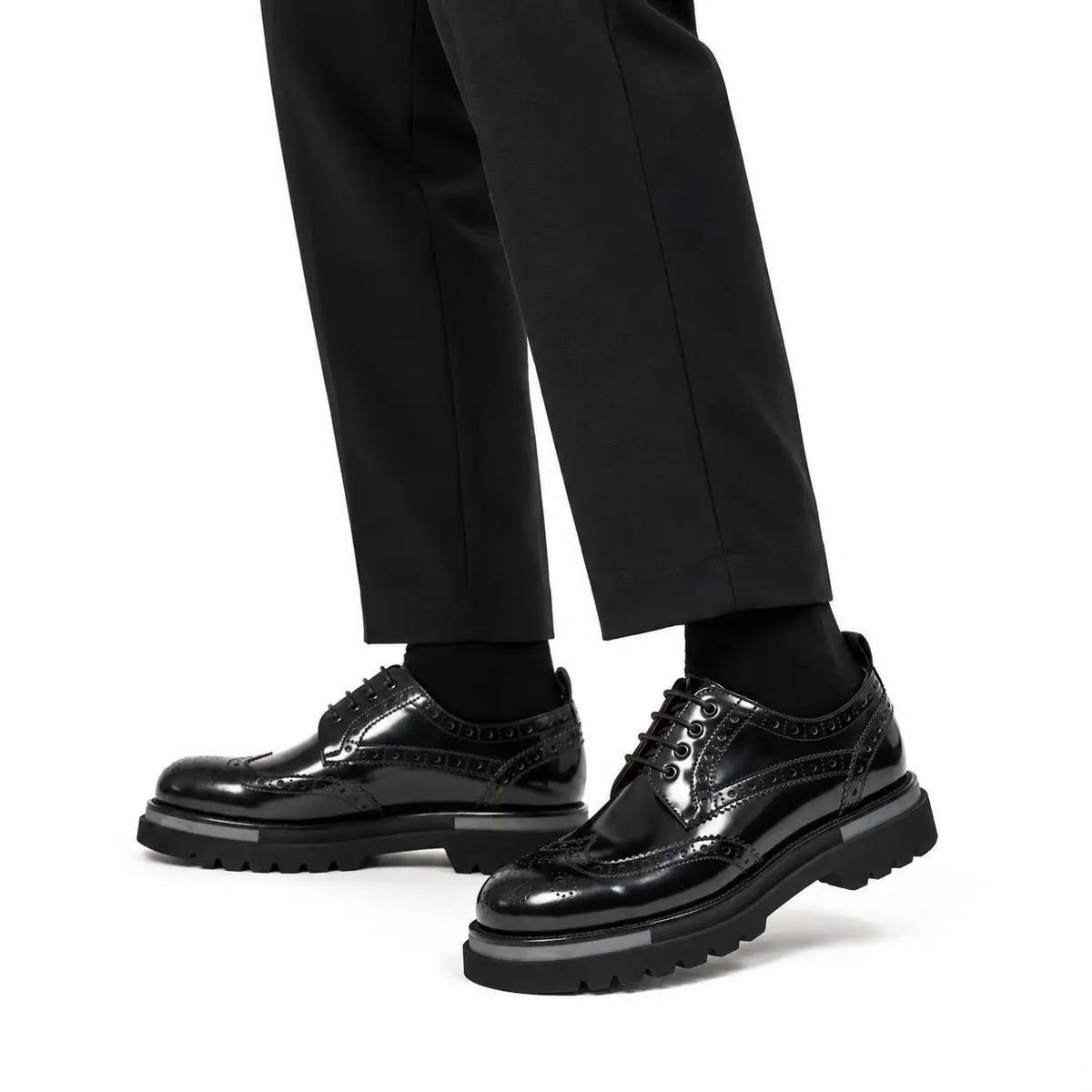 Black Lug Sole Brogue Derby