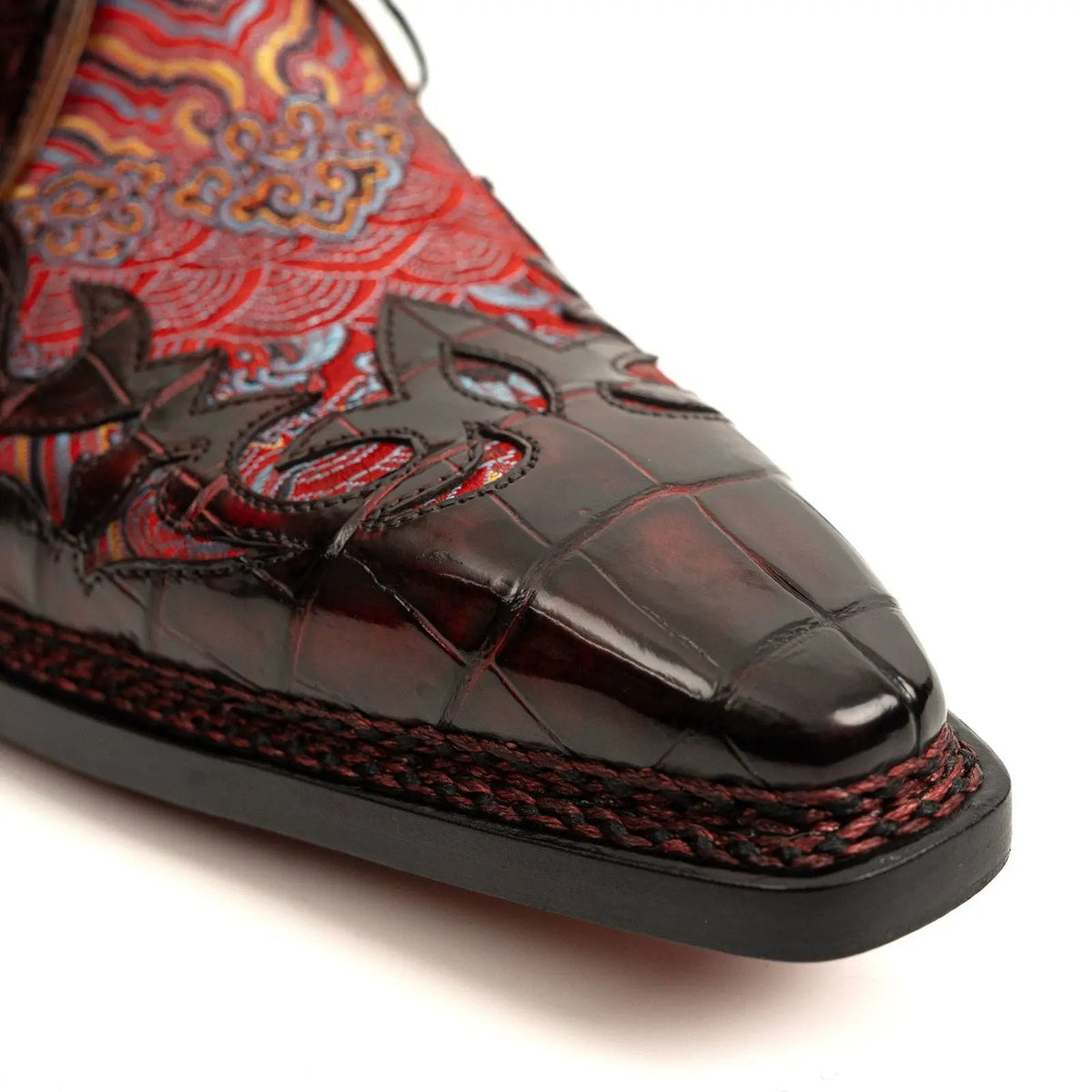 Red Pattern Crocodile Derby