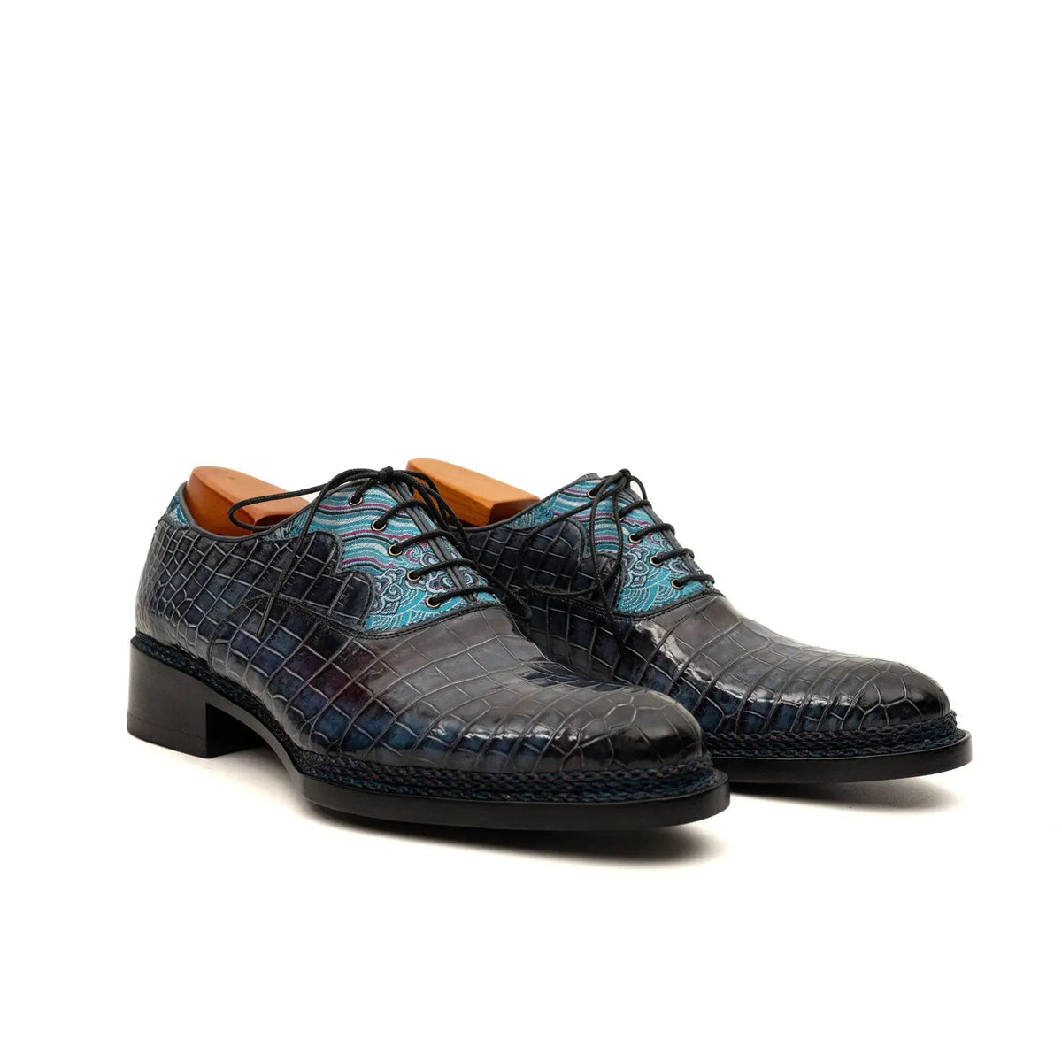 Blue Pattern Crocodile Norwegian Oxford