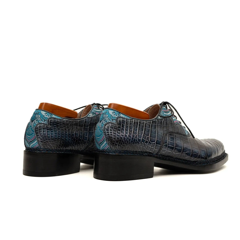 Blue Pattern Crocodile Norwegian Oxford