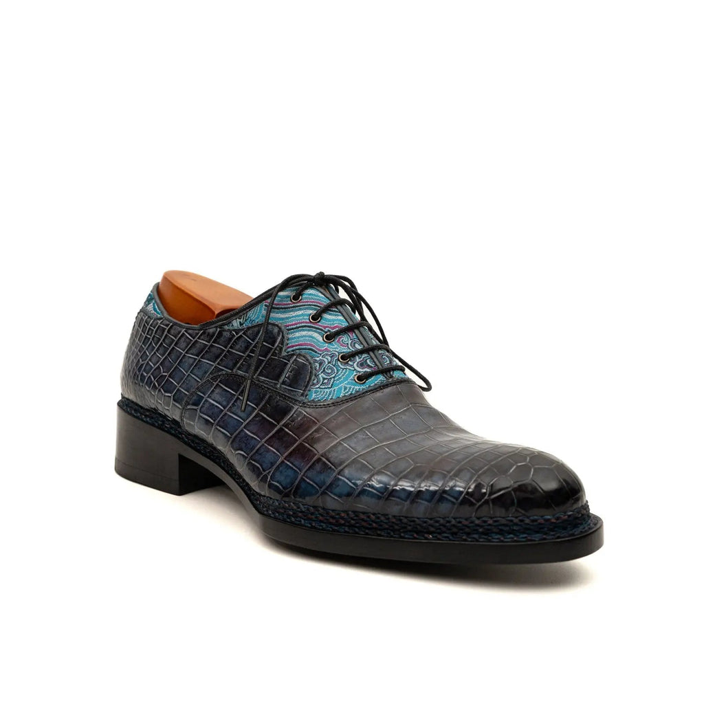 Blue Pattern Crocodile Norwegian Oxford