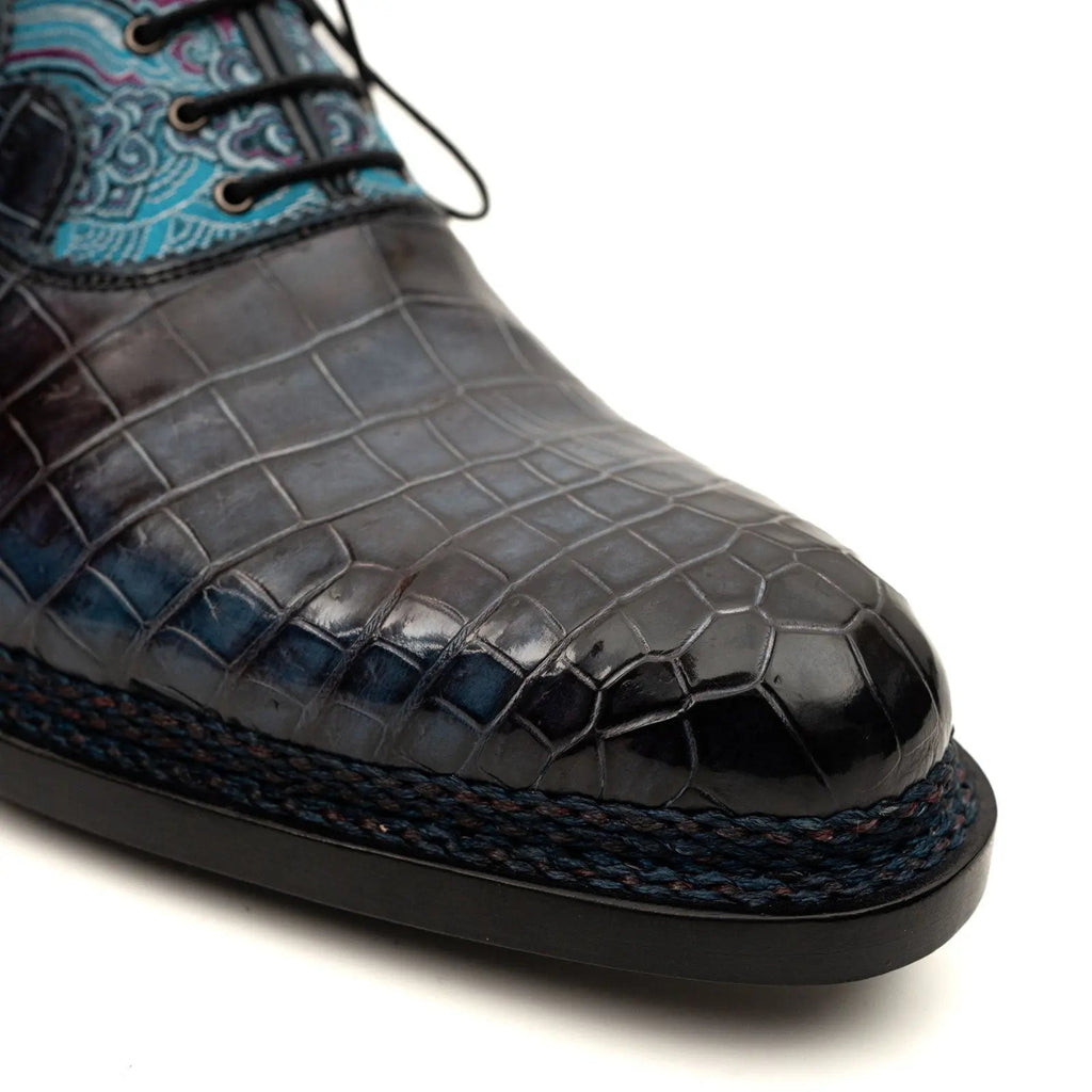 Blue Pattern Crocodile Norwegian Oxford