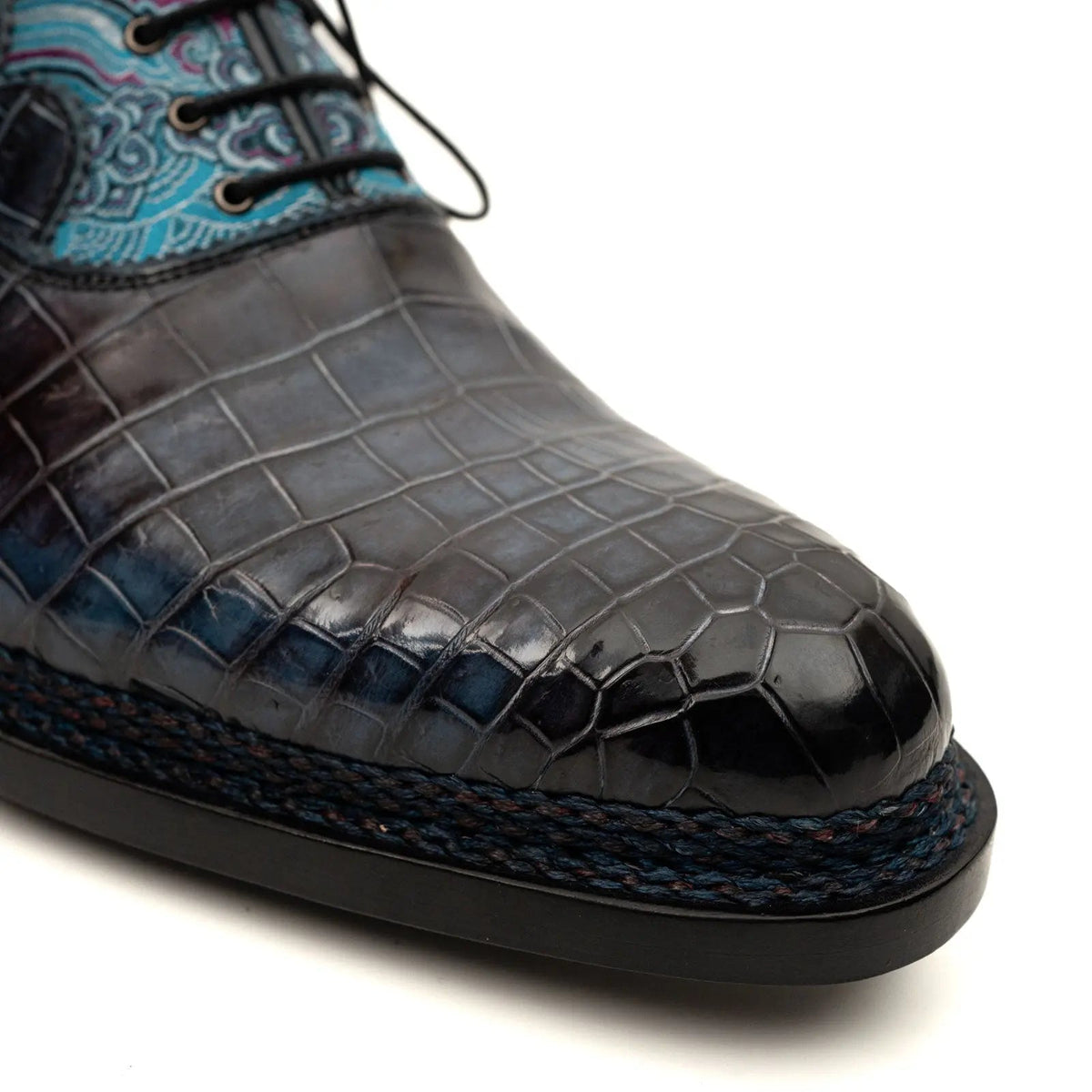 Blue Pattern Crocodile Norwegian Oxford