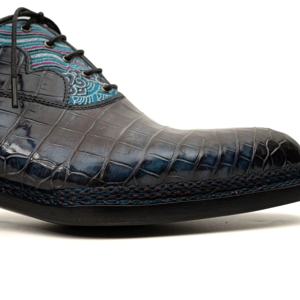 Blue Pattern Crocodile Norwegian Oxford