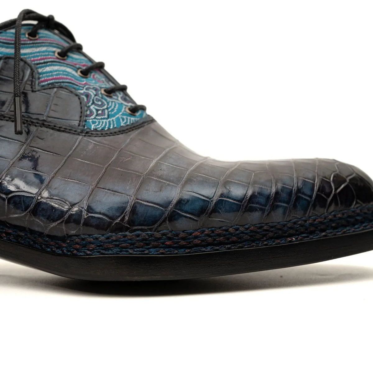 Blue Pattern Crocodile Norwegian Oxford